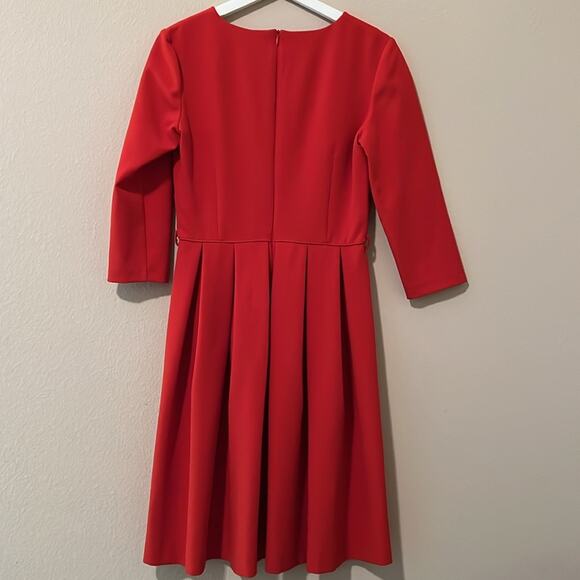Tailored Crepe Midi Dress in Red - Picture 5 of 9